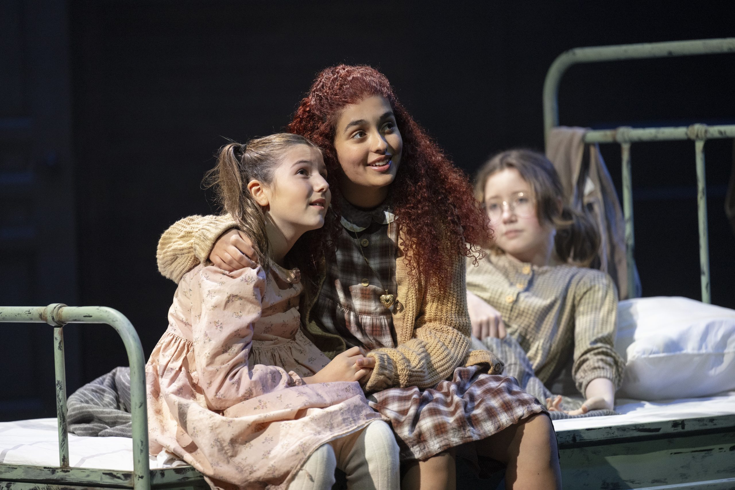 3 – Elle Hanson, Azaleah Korn & Katie Bradshaw. Photo by David Cooper. publicity photo for Annie, Gateway Theatre, 2024